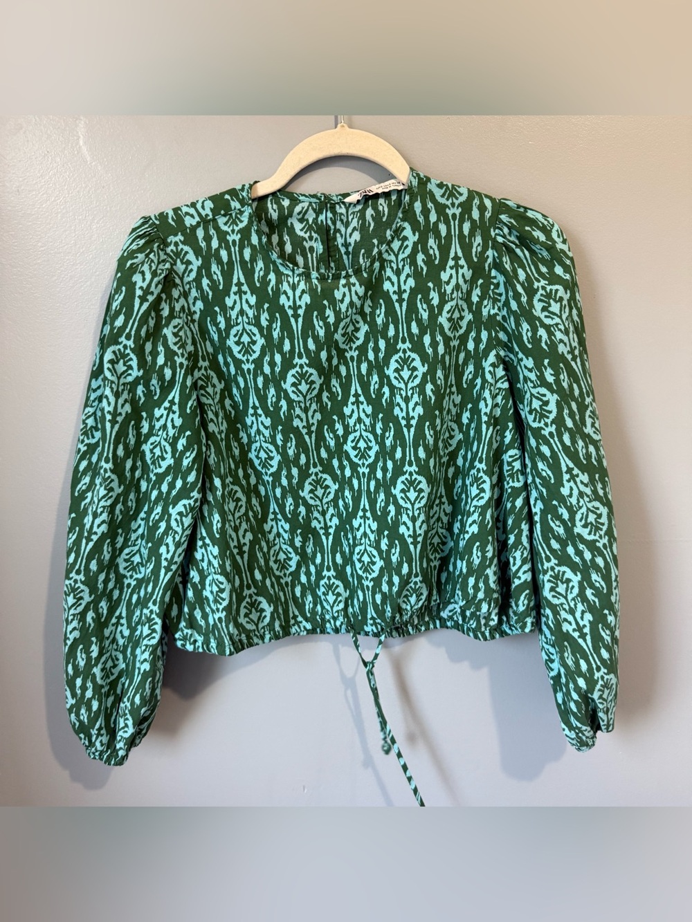 Zara Green Tie Front Blouse Size Small